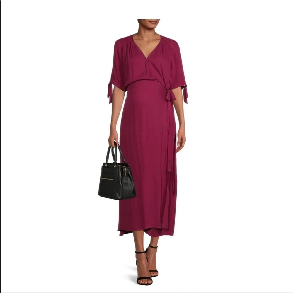 Maternity Print Wrap Dress - Picture 2 of 6